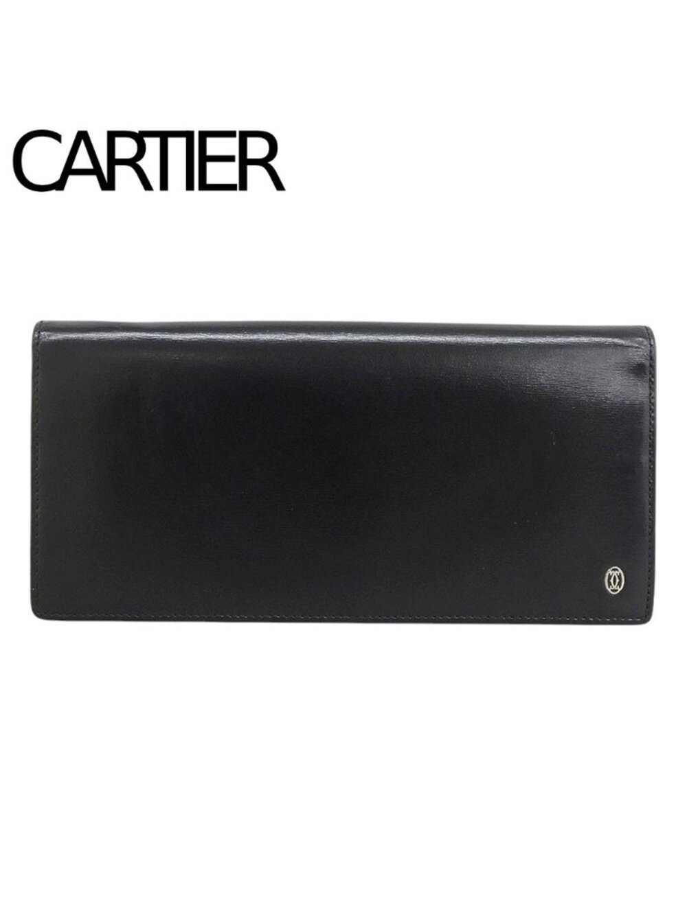 Cartier Pasha 2C Logo Leather Wallet Black with Coin Purse